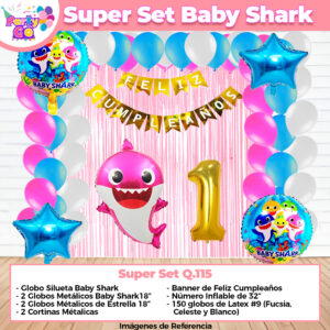 Super set de Decoración Baby Shark - Rosa