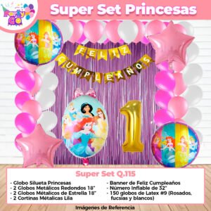 Super Set De Decoración Princesas Disney
