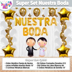 Super Set De Decoración Nuestra Boda Blanco/Dorado